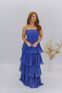 Tiered Ruffle Maxi Dress- Midnight Blue