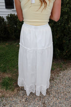 Load image into Gallery viewer, Daze Eyelet Maxi Skirt- White