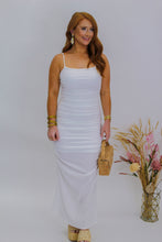 Load image into Gallery viewer, Bondi Ruched Maxi Dress- White
