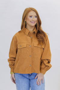 Chill Out Corduroy Button Down Jacket- Camel
