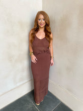 Load image into Gallery viewer, Baxa Eyelet Skirt Set- Brown