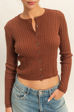 Load image into Gallery viewer, Cozy Night Cable Knit Cardigan-Brown