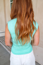 Load image into Gallery viewer, Certainty Cap Sleeve Rushed Top-Turquoise