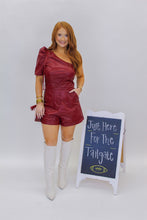 Load image into Gallery viewer, Spur Faux Leather Romper- Burgundy
