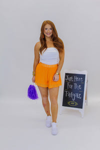 Better In Orange Pleated Shorts