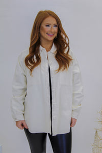 Get The Look Button Up Shacket-Cream