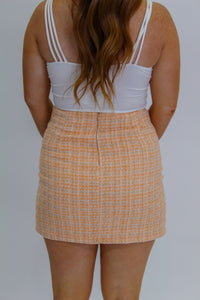 Be Sweet Tweed Mini Skirt- Orange