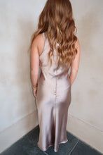 Load image into Gallery viewer, Destiney Satin Midi Dress- Taupe