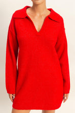 Load image into Gallery viewer, Sophisticated Polo Sweater Dress - Red