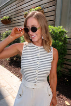 Load image into Gallery viewer, Kylie Stripped Cardigan Vest-Cream