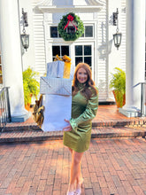 Load image into Gallery viewer, Winter Green Velvet Mini Dress- Green