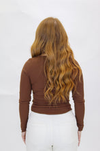 Load image into Gallery viewer, Rebecca Button Up Ribbed Top-Brown