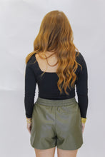 Load image into Gallery viewer, Toni Faux Leather Shorts-Olive