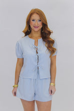 Load image into Gallery viewer, Paige Gingham Bow Set-White/Blue