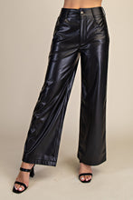Load image into Gallery viewer, Glossy Faux Wide Leg Pants