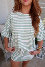 Load image into Gallery viewer, Anna Stripe Oversized Tee Set-Sage