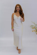 Load image into Gallery viewer, Rosette Satin Midi Dress-Champagne