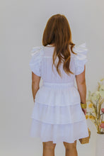Load image into Gallery viewer, Sadie Ruffle Sleeve Mini Dress- White
