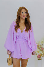 Load image into Gallery viewer, Lilla Smocked V Neck Romper- Lavender