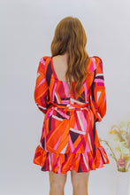 Load image into Gallery viewer, Sweetheart Geometric Dress- Orange
