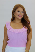 Load image into Gallery viewer, Penny Ribbed Ruffle Crop Top-Pink
