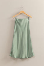 Load image into Gallery viewer, Alys Satin Midi Skirt-Sage