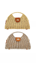 Load image into Gallery viewer, Raffia Half Moon Clutch