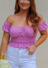Load image into Gallery viewer, Kasey Puff Short Sleeve Crop Top- Purple