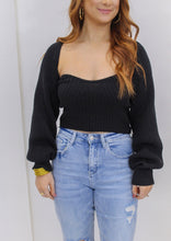 Load image into Gallery viewer, Jaz Two Piece Sweater Top & Jacket- Black