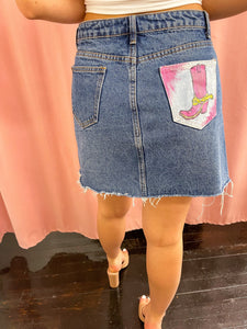 Isabelle Renee Art x GB- Pink Cowboy Boots Skirt