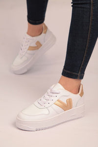 Viva White & Gold Sneakers