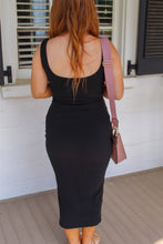 Load image into Gallery viewer, Real Feelings Tie Midi Dress- Black