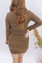 Load image into Gallery viewer, Bossy Top & Skirt Two Piece Set- Brown