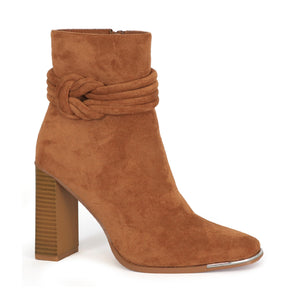 Fallen Knotted Ankle Booties- Rust