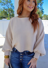 Load image into Gallery viewer, Christina Wide Sleeve Crop Sweater- Beige