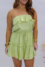 Load image into Gallery viewer, Still The One Ruffled Strapless Romper- Lime
