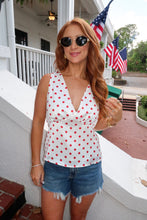 Load image into Gallery viewer, Poppy Polka Dot Satin Top- Red
