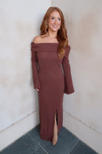 Load image into Gallery viewer, Connie Off Shoulder Maxi Dress-Brown
