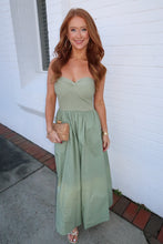 Load image into Gallery viewer, Hensley Strapless Midi Dress-Olive

