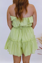 Load image into Gallery viewer, Still The One Ruffled Strapless Romper- Lime
