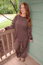 Load image into Gallery viewer, Fireside Striped Pants Set-Brown
