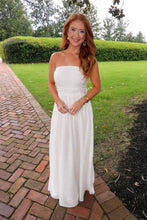 Load image into Gallery viewer, Luna Strapless Smocked Dress-White
