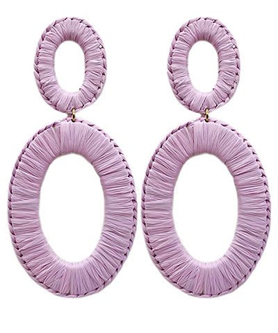 Raffia Wrapped Oval Earrings