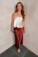 Load image into Gallery viewer, Night to Shine Satin Midi Skirt

