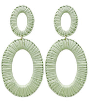 Load image into Gallery viewer, Raffia Wrapped Oval Earrings
