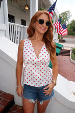 Load image into Gallery viewer, Poppy Polka Dot Satin Top- Red

