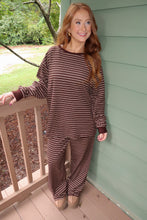 Load image into Gallery viewer, Fireside Stripe Top Set-Brown
