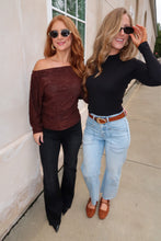 Load image into Gallery viewer, Kasey Lace Sheer Top-Brown
