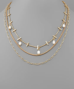 Row Pearl Chain Necklace