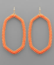 Load image into Gallery viewer, Raffia Wrapped Metal Ball Deco Hexagon Earrings
